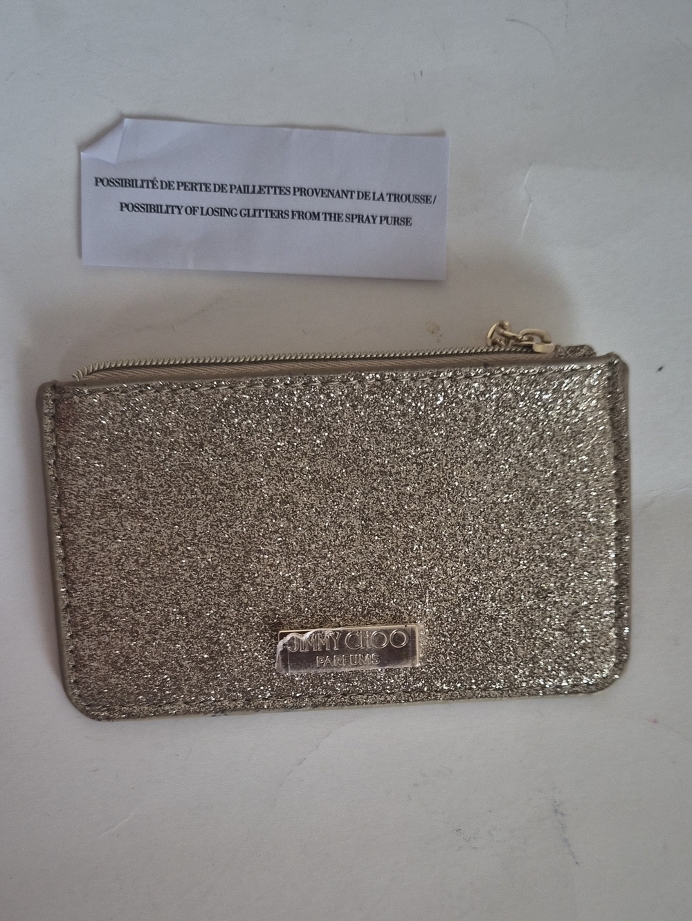 Jimmy Choo Silver Glitter Card & Key Holder